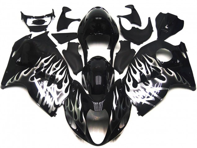 97-07 Noir Brillant Avec Argent Flamme GSXR 1300 Carénage Moto 97-07 Noir Brillant Avec Argent Flamme GSXR 1300 Carénage Moto
