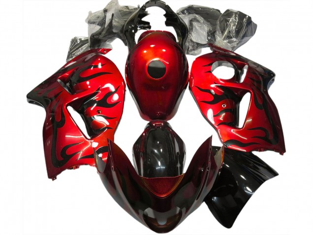 97-07 Rouge & Noir Flamme GSXR 1300 Carénage Moto 97-07 Rouge & Noir Flamme GSXR 1300 Carénage Moto