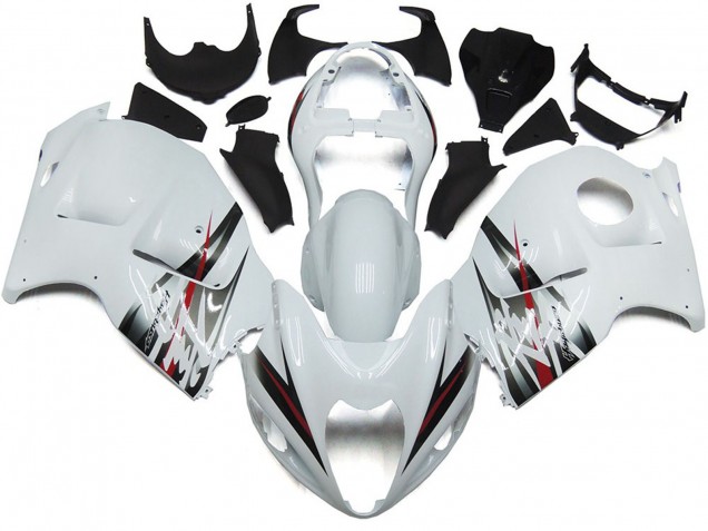 97-07 Style Blanc Brillant & Argent GSXR 1300 Carénage Moto 97-07 Style Blanc Brillant & Argent GSXR 1300 Carénage Moto