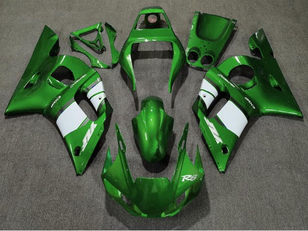 98-02 Vert Foncé & Blanc R6 Carénage Moto 98-02 Vert Foncé & Blanc R6 Carénage Moto